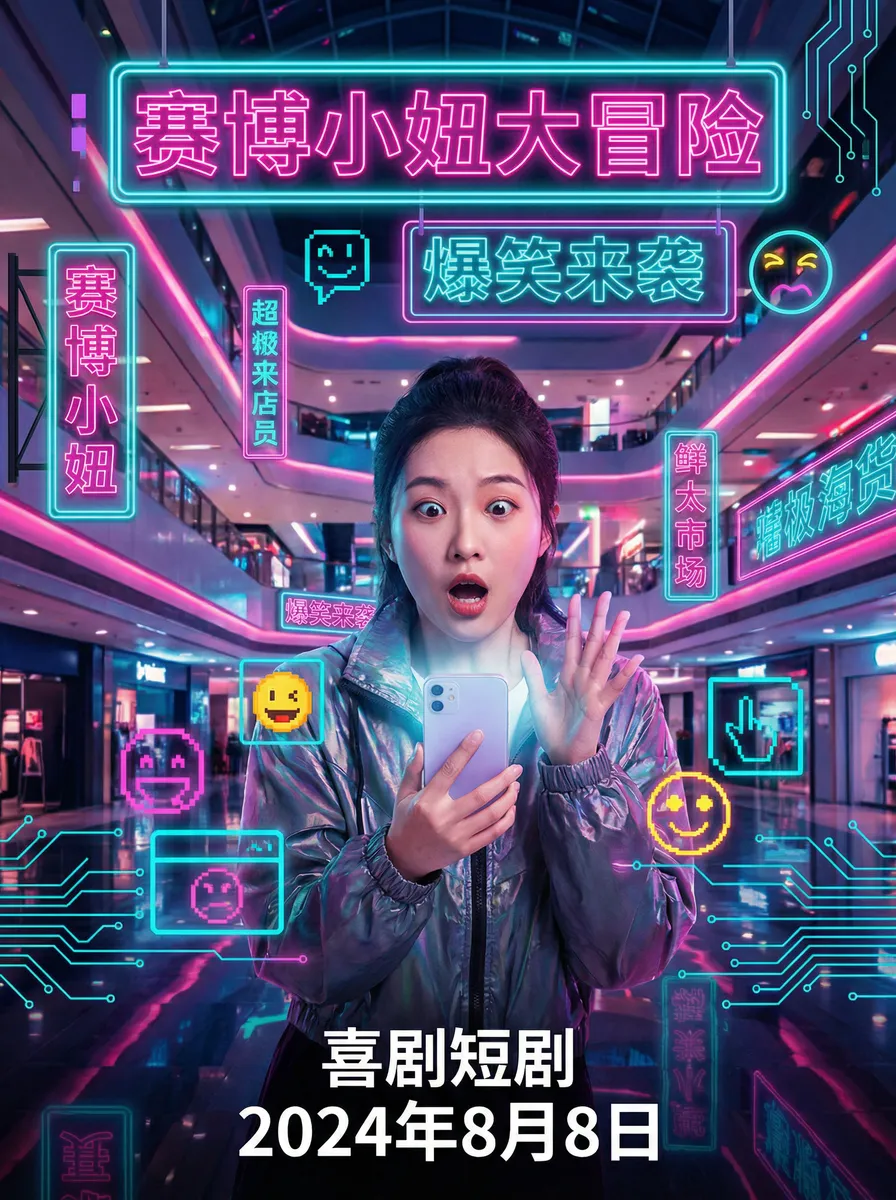 天天爱去电影 搞笑喜剧短剧 - 赛博小妞大冒险海报